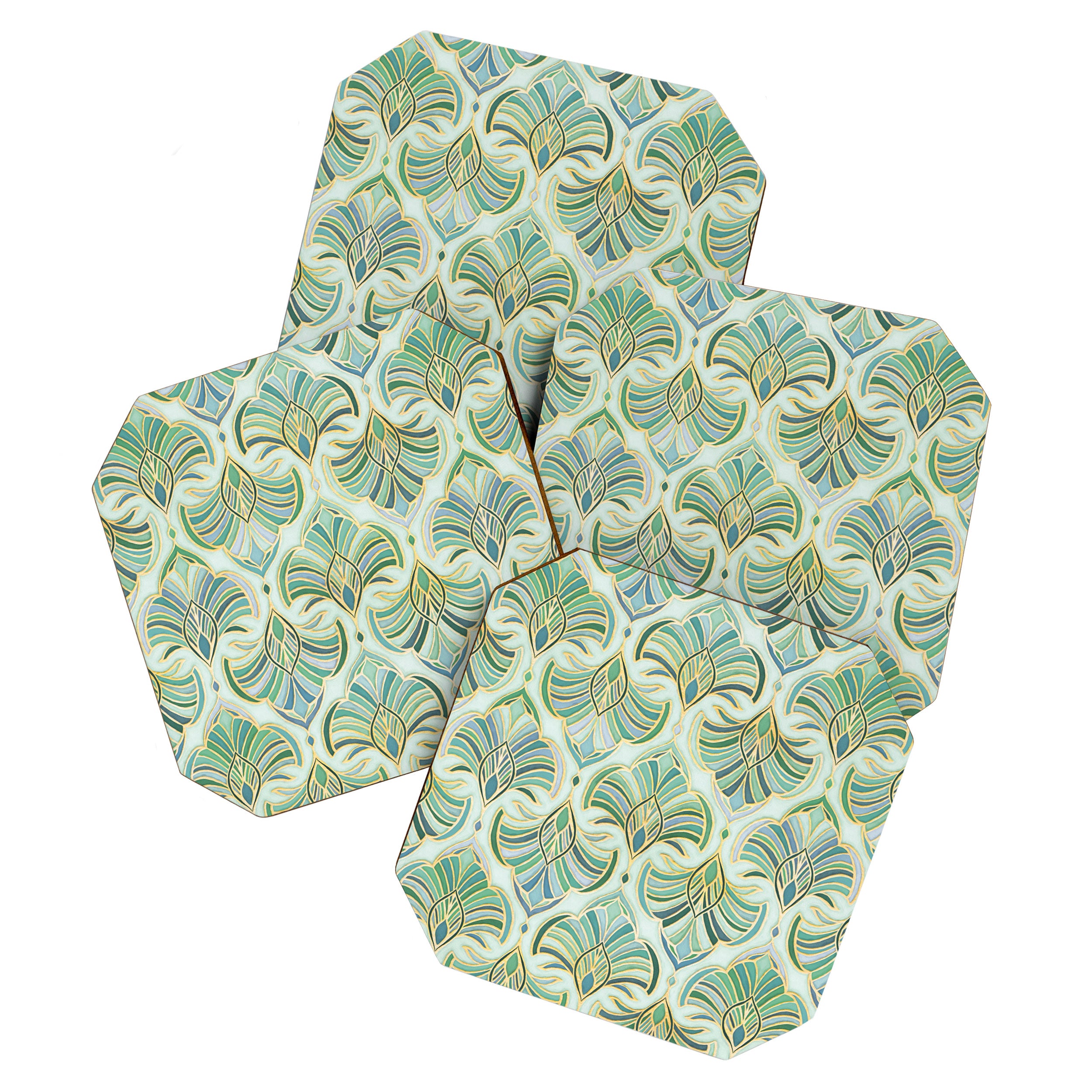 Jade Enamel Art Deco Fans Coaster Gallery Image 1