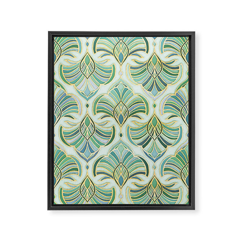 Jade Enamel Art Deco Fans Framed Canvas Print Gallery Image 6