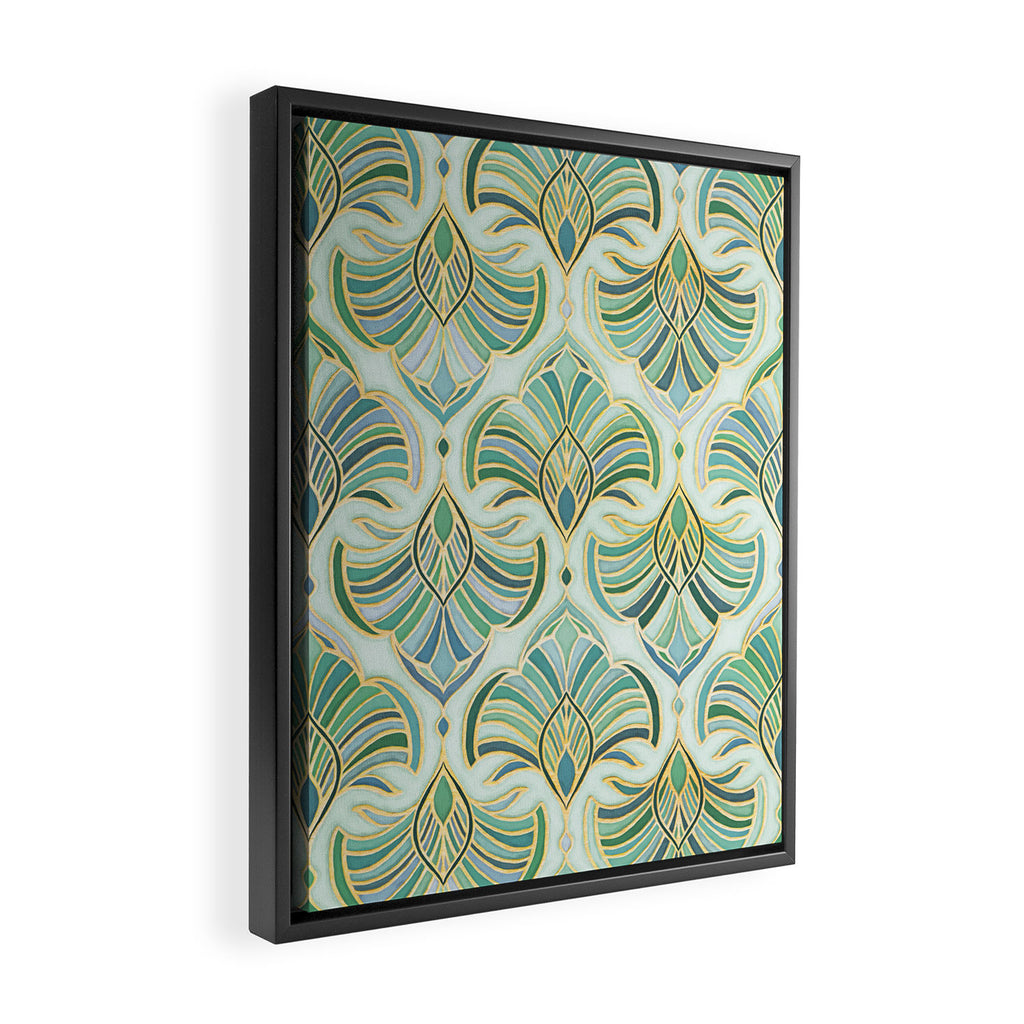Jade Enamel Art Deco Fans Framed Canvas Print Gallery Image 2