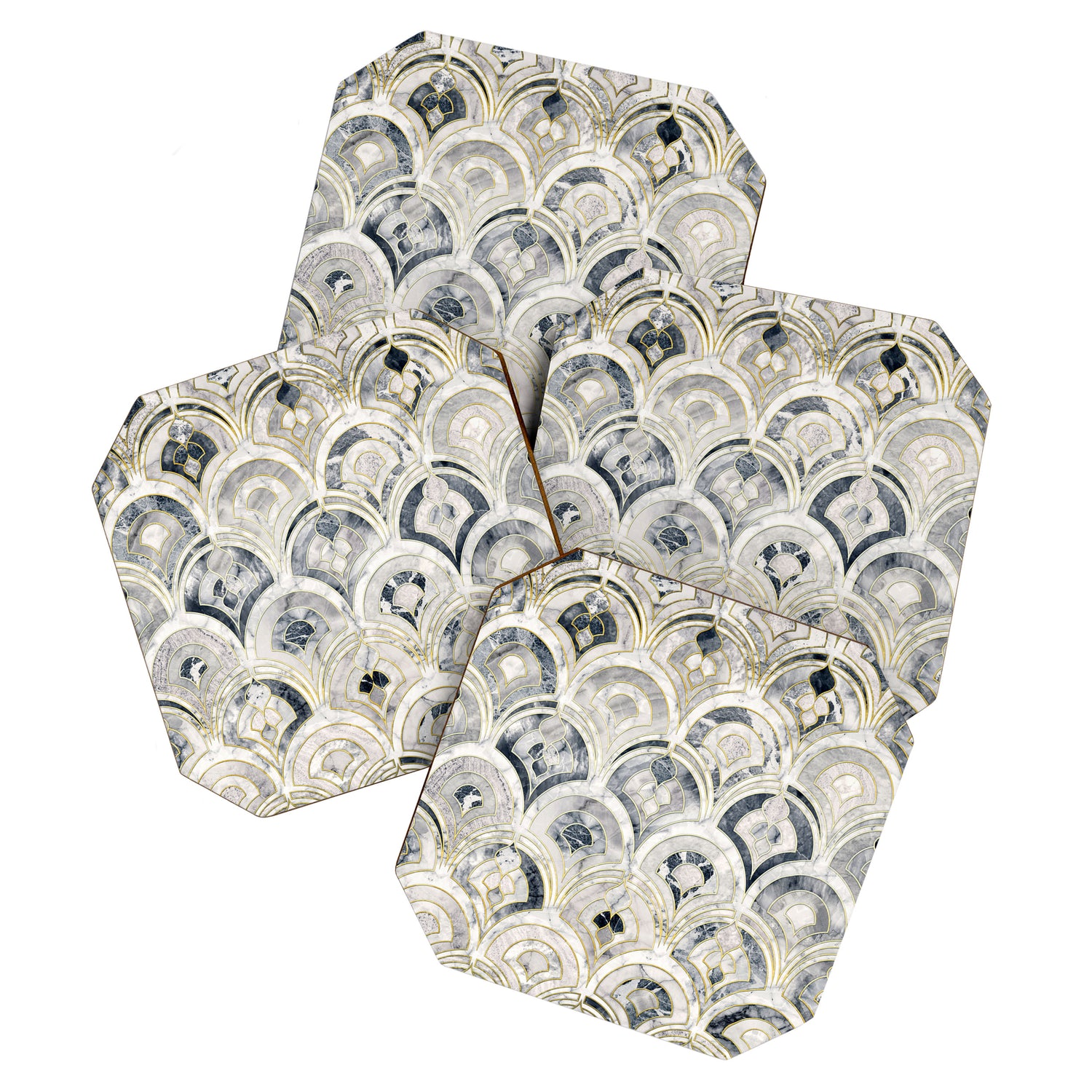 Monochrome Art Deco Marble Tiles Coaster Gallery Image 1
