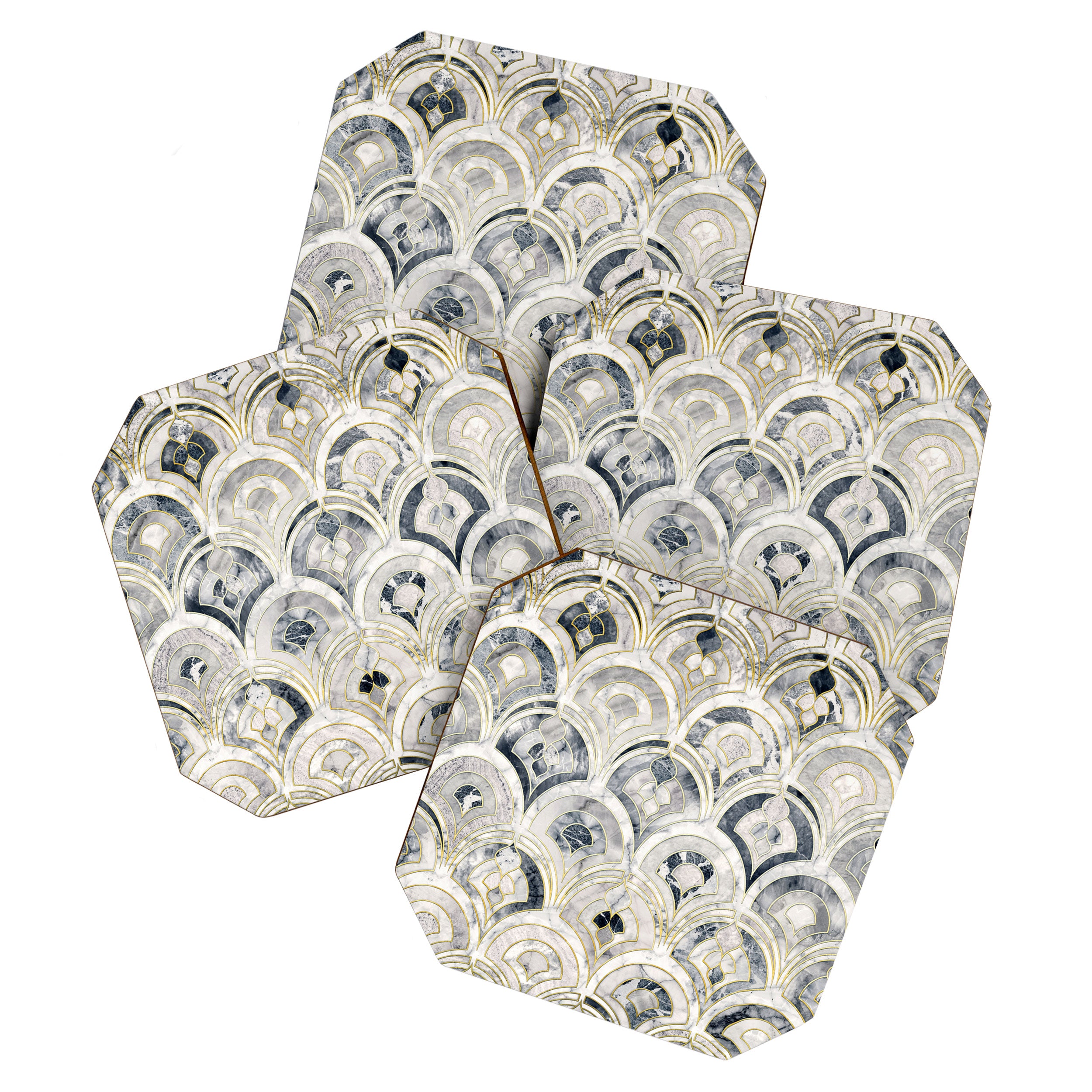 Monochrome Art Deco Marble Tiles Coaster Gallery Image 1