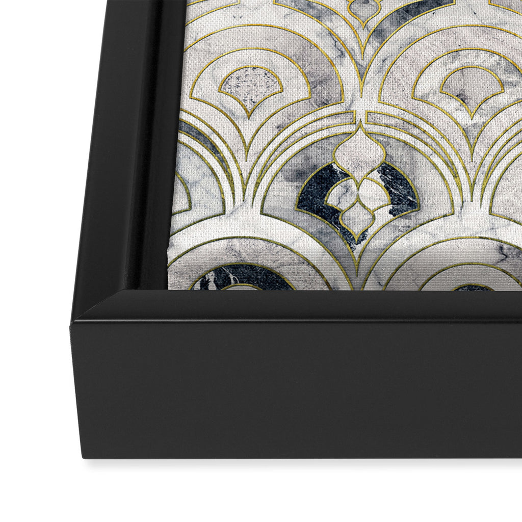Monochrome Art Deco Marble Tiles Framed Canvas Print Gallery Image 3