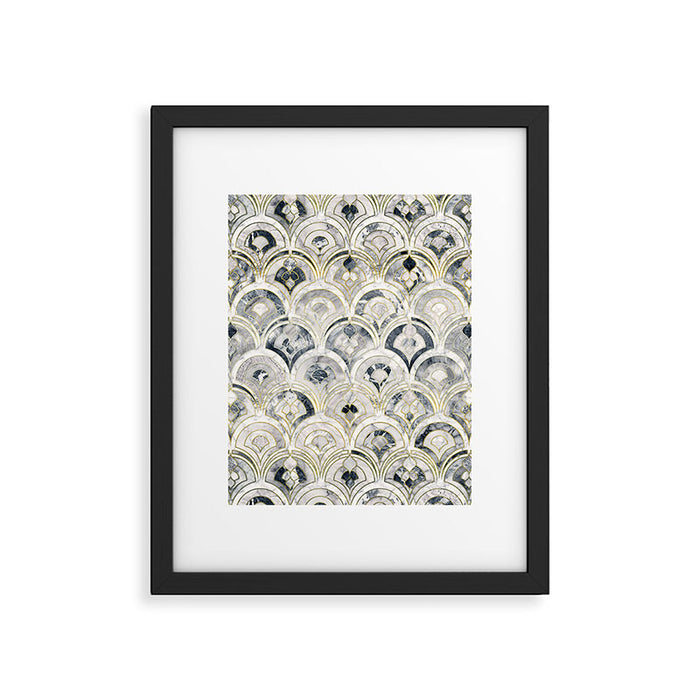 Monochrome Art Deco Marble Tiles Framed Art Print Gallery Image 1