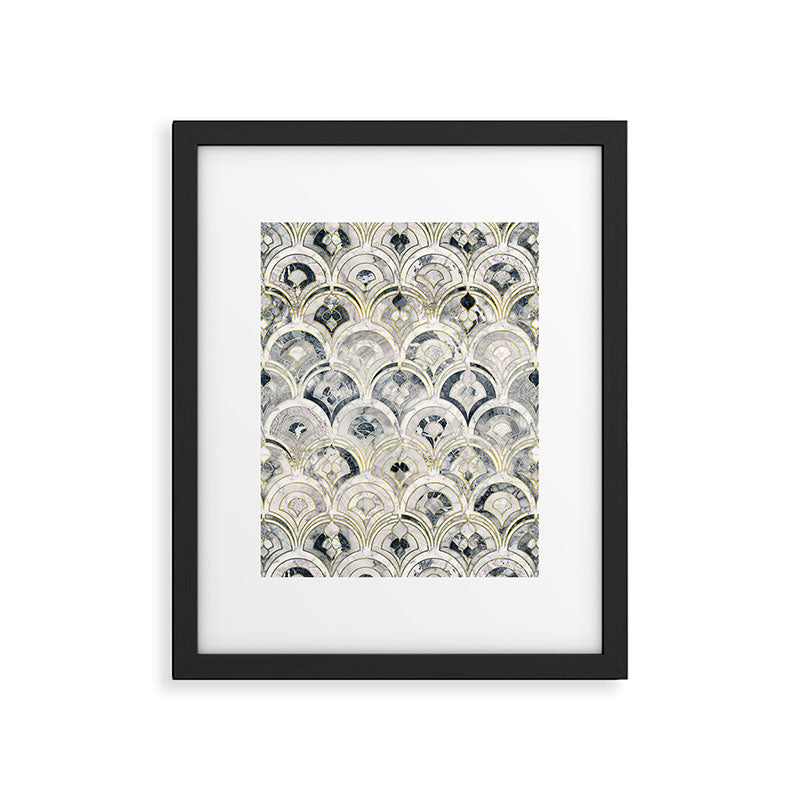 Monochrome Art Deco Marble Tiles Framed Art Print Gallery Image 5