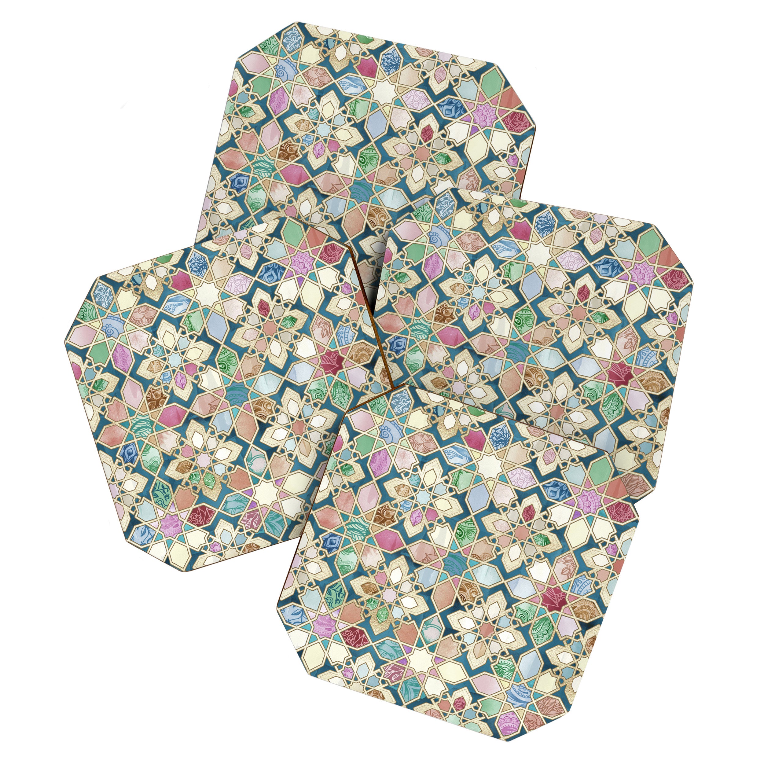 Muted Moroccan Mosaic Tiles Coaster Gallery Image 1