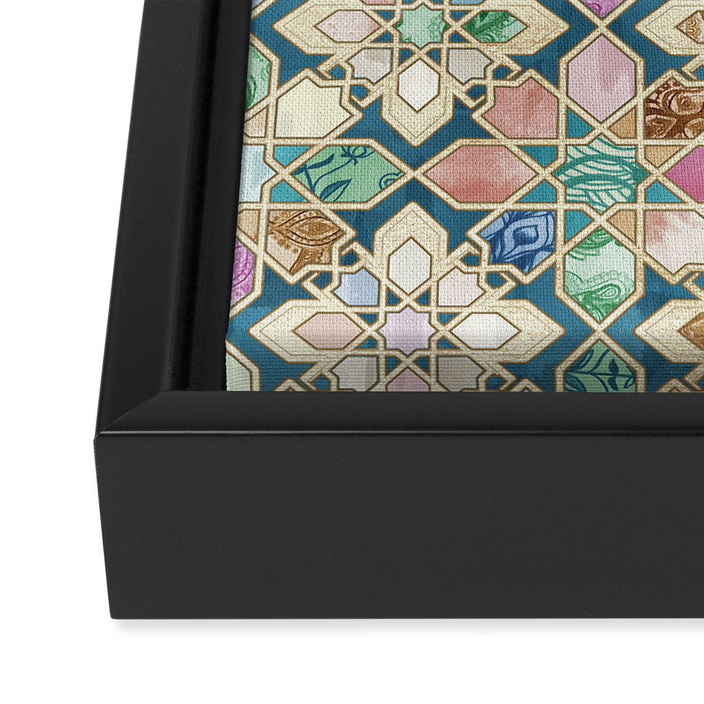 Muted Moroccan Mosaic Tiles Framed Canvas Print Gallery Image 3