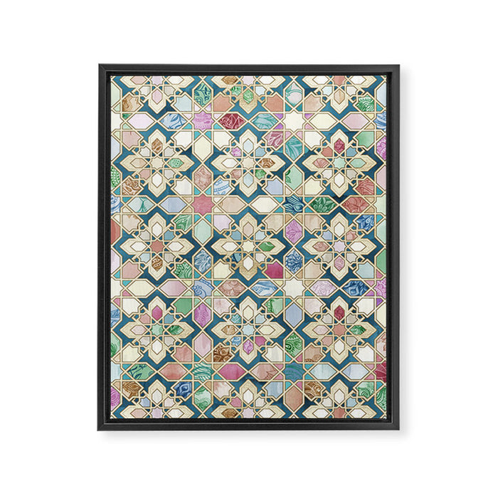 Muted Moroccan Mosaic Tiles Framed Canvas Print Gallery Image 1