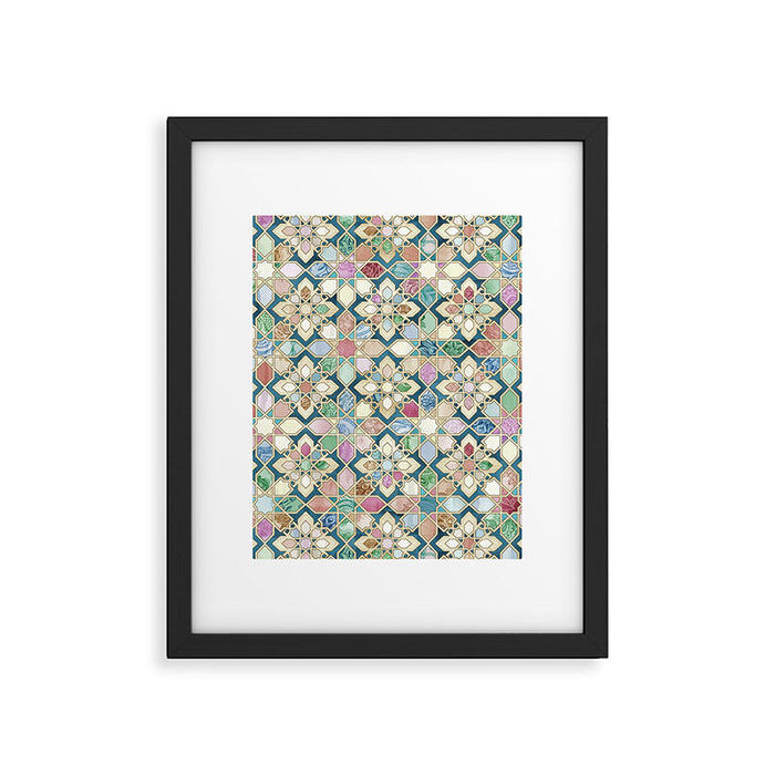 Muted Moroccan Mosaic Tiles Framed Art Print Gallery Image 1