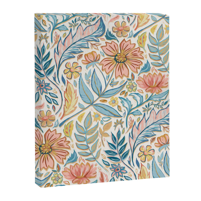 Soft Peach and Blue Art Nouveau Floral Canvas Print Gallery Image 1