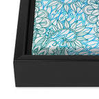 Turquoise Blue, Teal & White Protea Doodle Pattern Framed Canvas Print Gallery Image 3