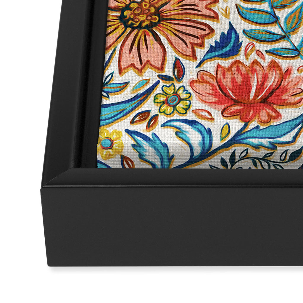 Vivid Colorful Art Nouveau Floral Framed Canvas Print Gallery Image 3