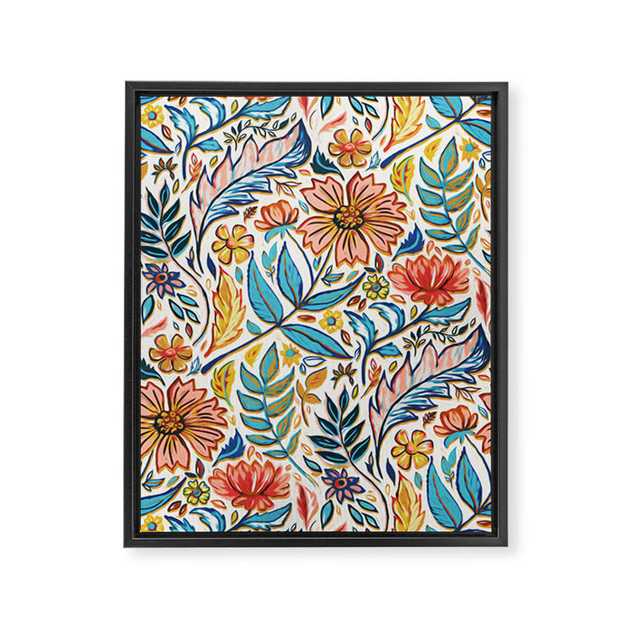 Vivid Colorful Art Nouveau Floral Framed Canvas Print Gallery Image 1