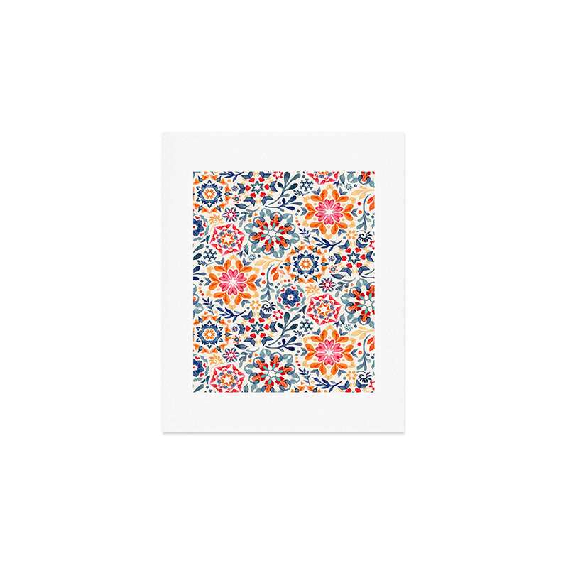 Watercolor Kaleidoscope Floral - desaturated Art Print Gallery Image 1