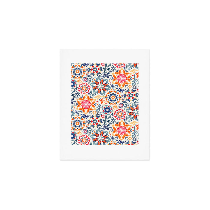 Watercolor Kaleidoscope Floral - desaturated Art Print Gallery Image 1