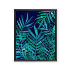 Watercolor Palm Leaves on Navy Framed Canvas Print Gallery Image 6