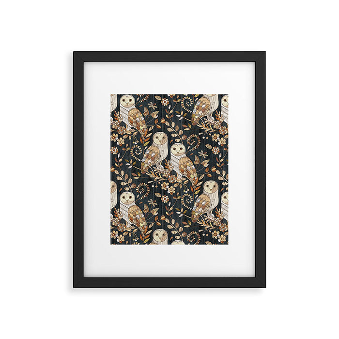 Wooden Wonderland Barn Owl Collage Framed Art Print Gallery Image 1