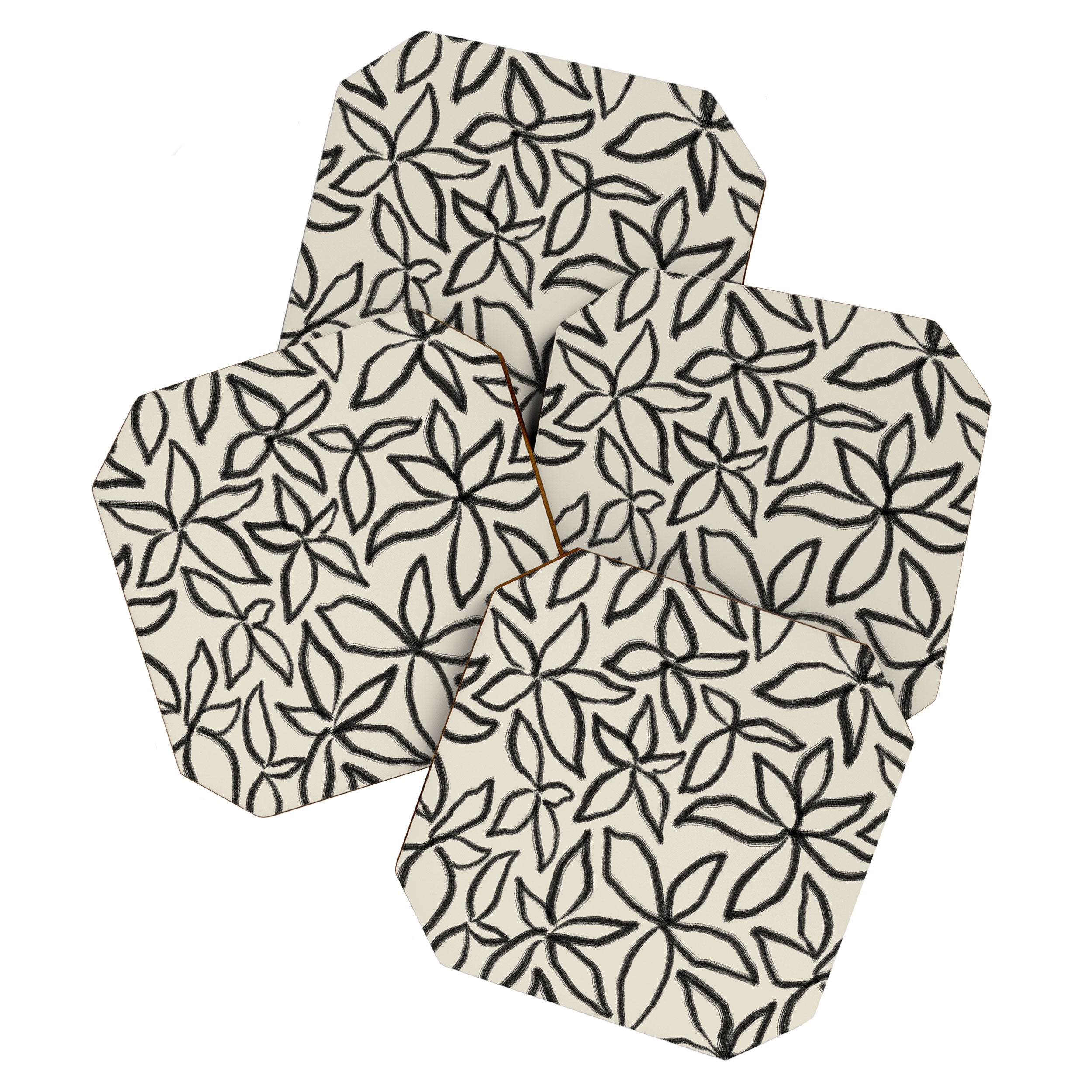 Abstract Brushed Line Art Florals Coaster Gallery Image 1
