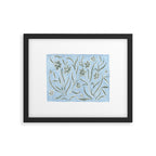 Blue and Gray Modern Florals Framed Art Print Gallery Image 5