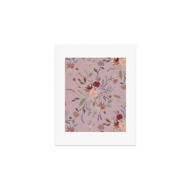 Bohemian Watercolor Floral - Cool Pink Art Print Gallery Image 1