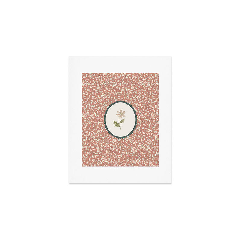 Boho Ditsy Floral on Terracotta Art Print Gallery Image 1