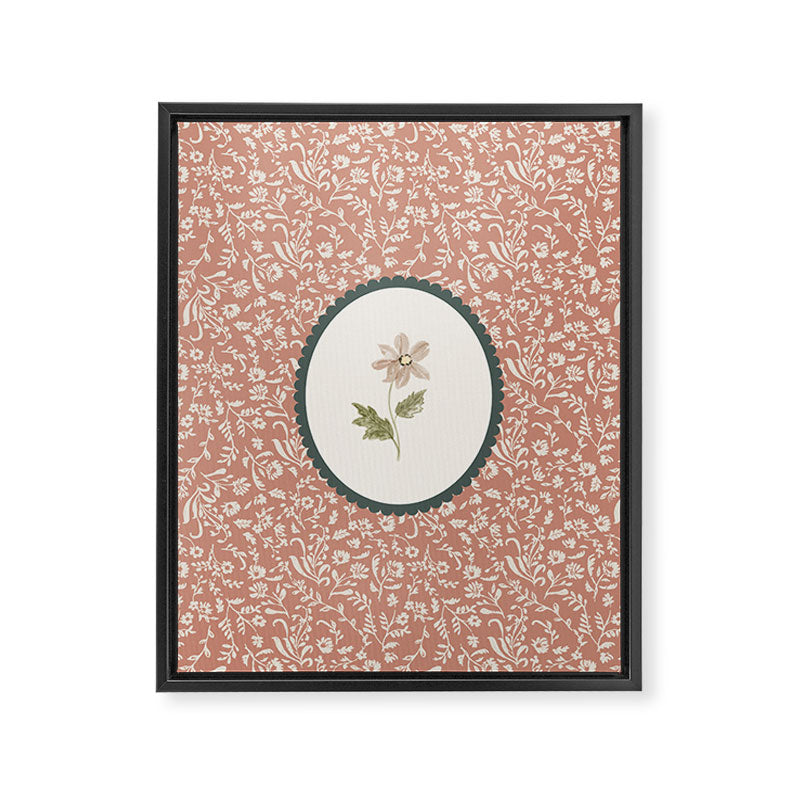Boho Ditsy Floral on Terracotta Framed Canvas Print Gallery Image 8
