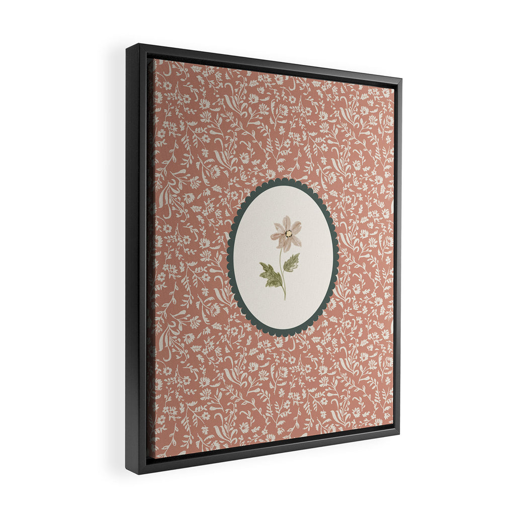Boho Ditsy Floral on Terracotta Framed Canvas Print Gallery Image 2
