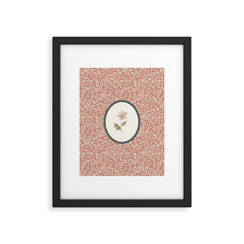Boho Ditsy Floral on Terracotta Framed Art Print Gallery Image 6