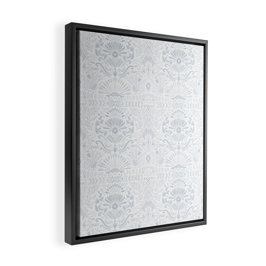 Boho Watercolor Geometric Pattern - Blue Framed Canvas Print Gallery Image 2