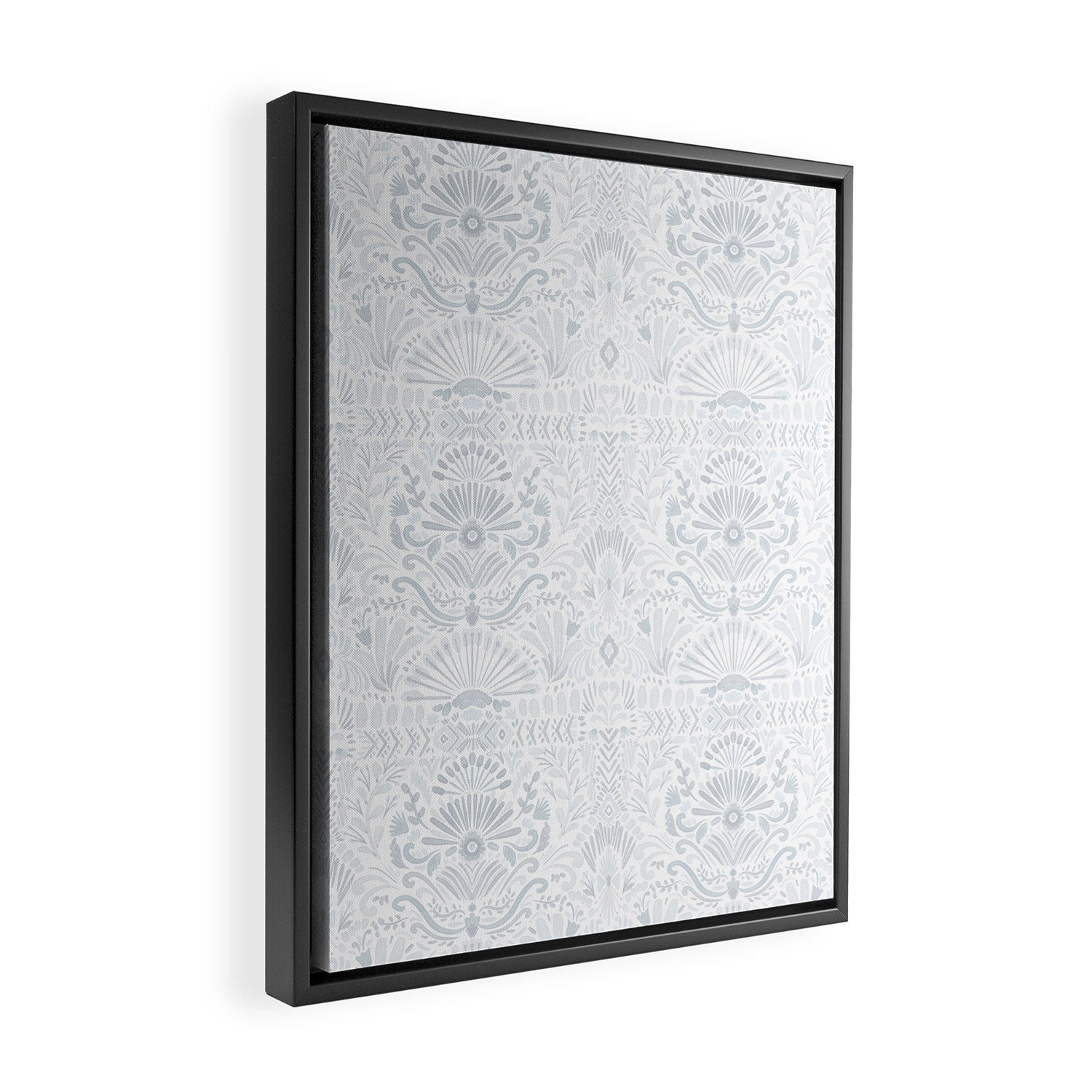 Boho Watercolor Geometric Pattern - Blue Framed Canvas Print Gallery Image 2