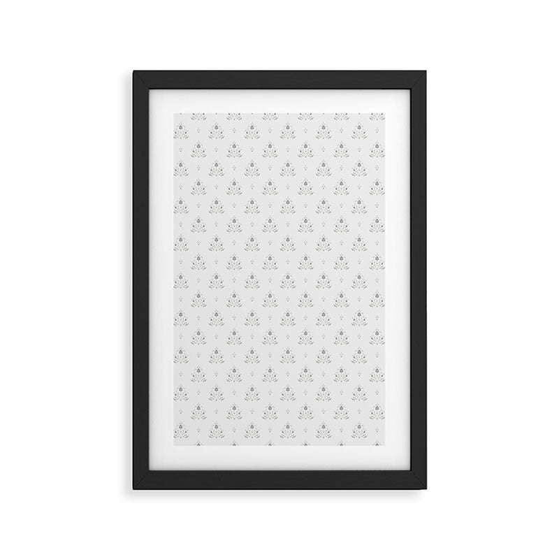 Cafe Vintage Block Print Floral - Blue Green Framed Art Print Gallery Image 2