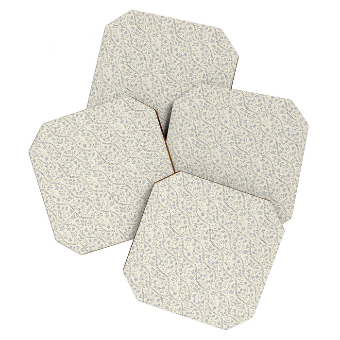 Diagonal Trailing Ditsy Floral - Cream Blue Coaster Gallery Image 1