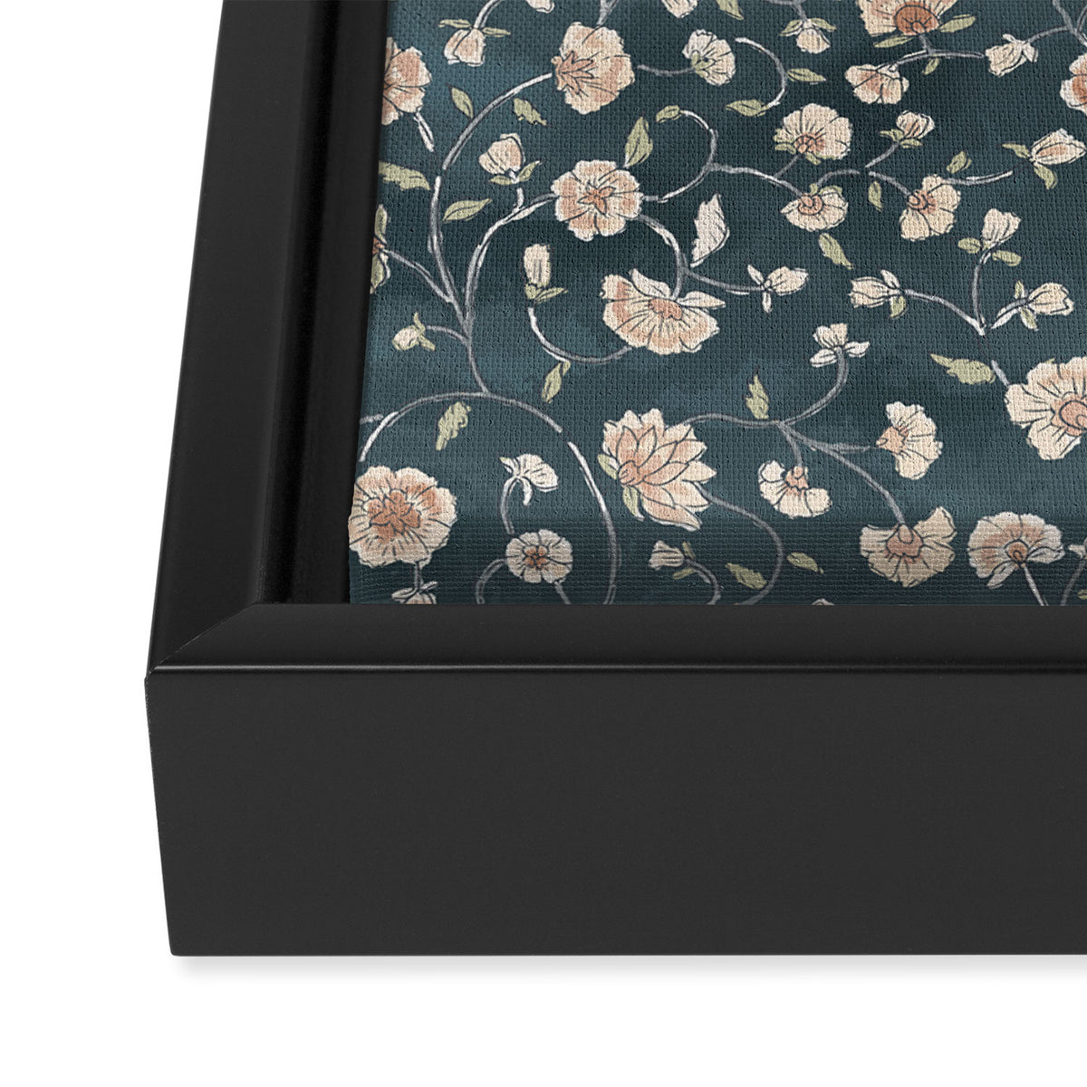 Ditsy Block Print Trailing Floral - Midnight Framed Canvas Print Gallery Image 3