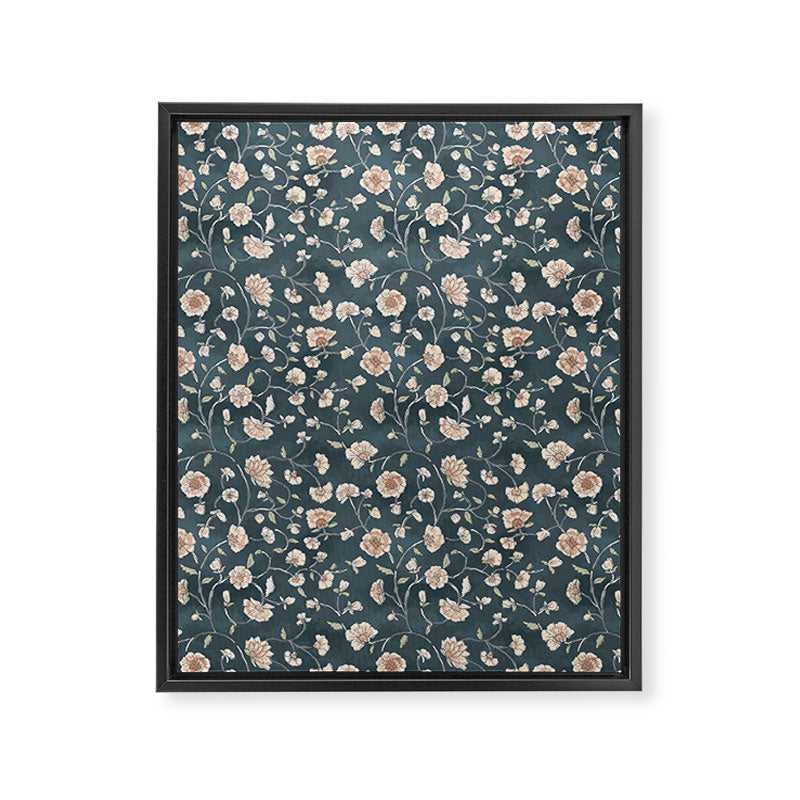 Ditsy Block Print Trailing Floral - Midnight Framed Canvas Print Gallery Image 6