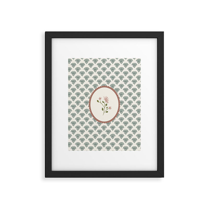 Ditsy Floral in Vintage Frame Framed Art Print Gallery Image 6