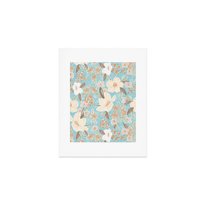 Ditsy Marker Florals - Turquoise Art Print Gallery Image 1