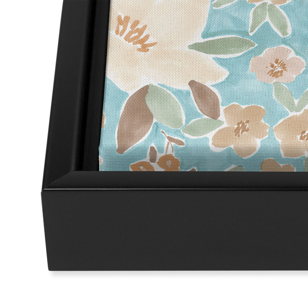 Ditsy Marker Florals - Turquoise Framed Canvas Print Gallery Image 3