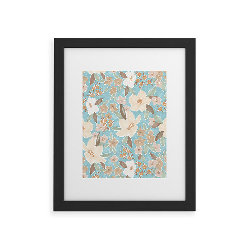 Ditsy Marker Florals - Turquoise Framed Art Print Gallery Image 4