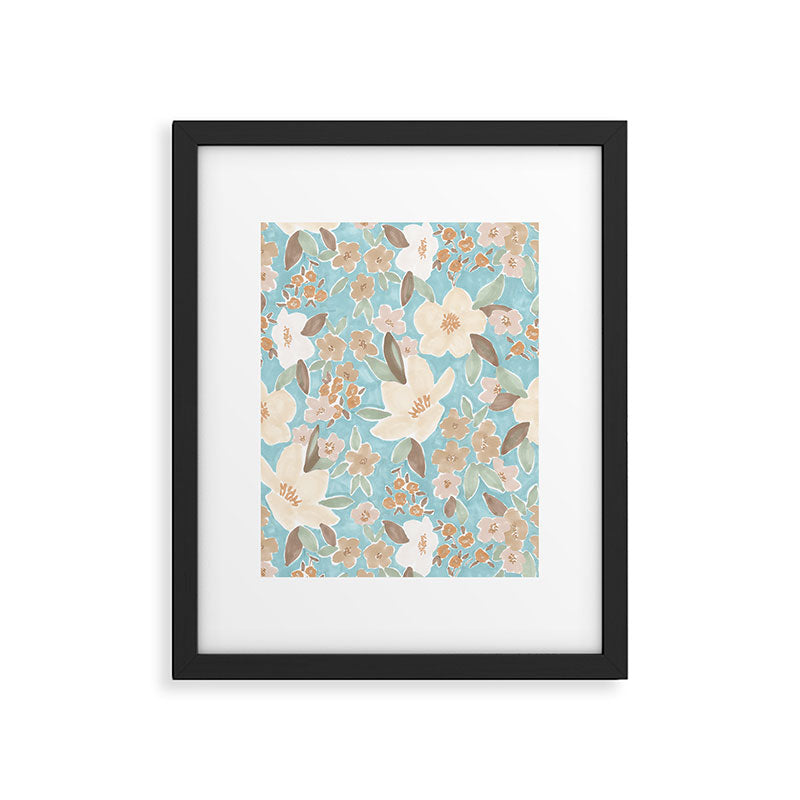 Ditsy Marker Florals - Turquoise Framed Art Print Gallery Image 5