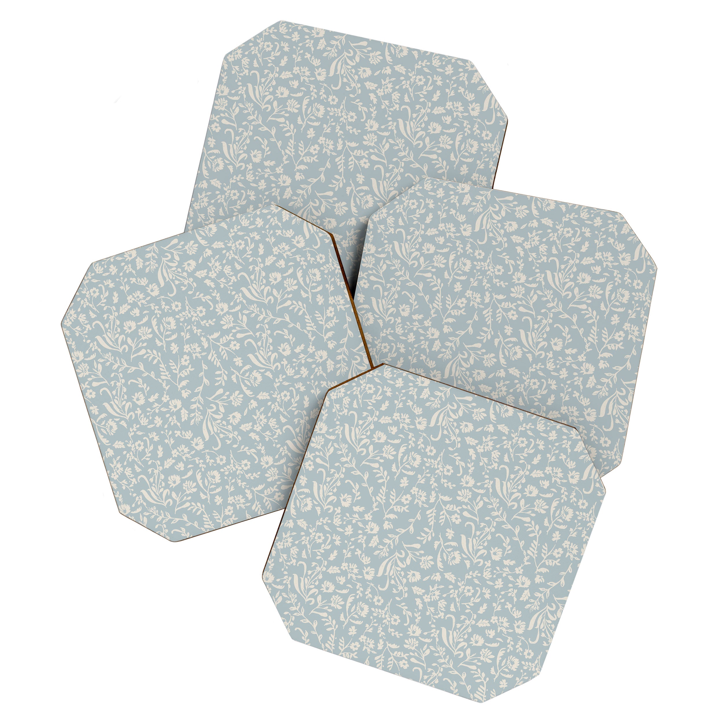Ditsy Toile Floral - Aquamarine Coaster Gallery Image 1