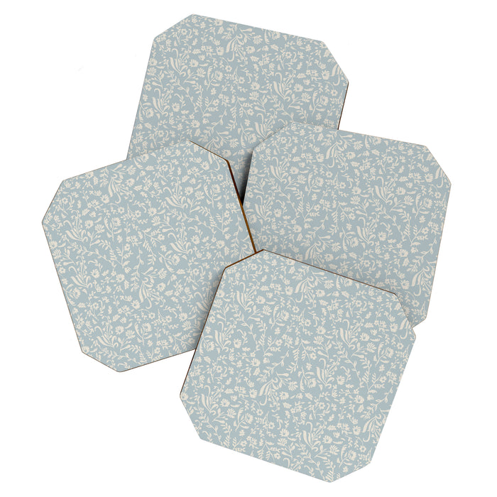 Ditsy Toile Floral - Aquamarine Coaster Gallery Image 1
