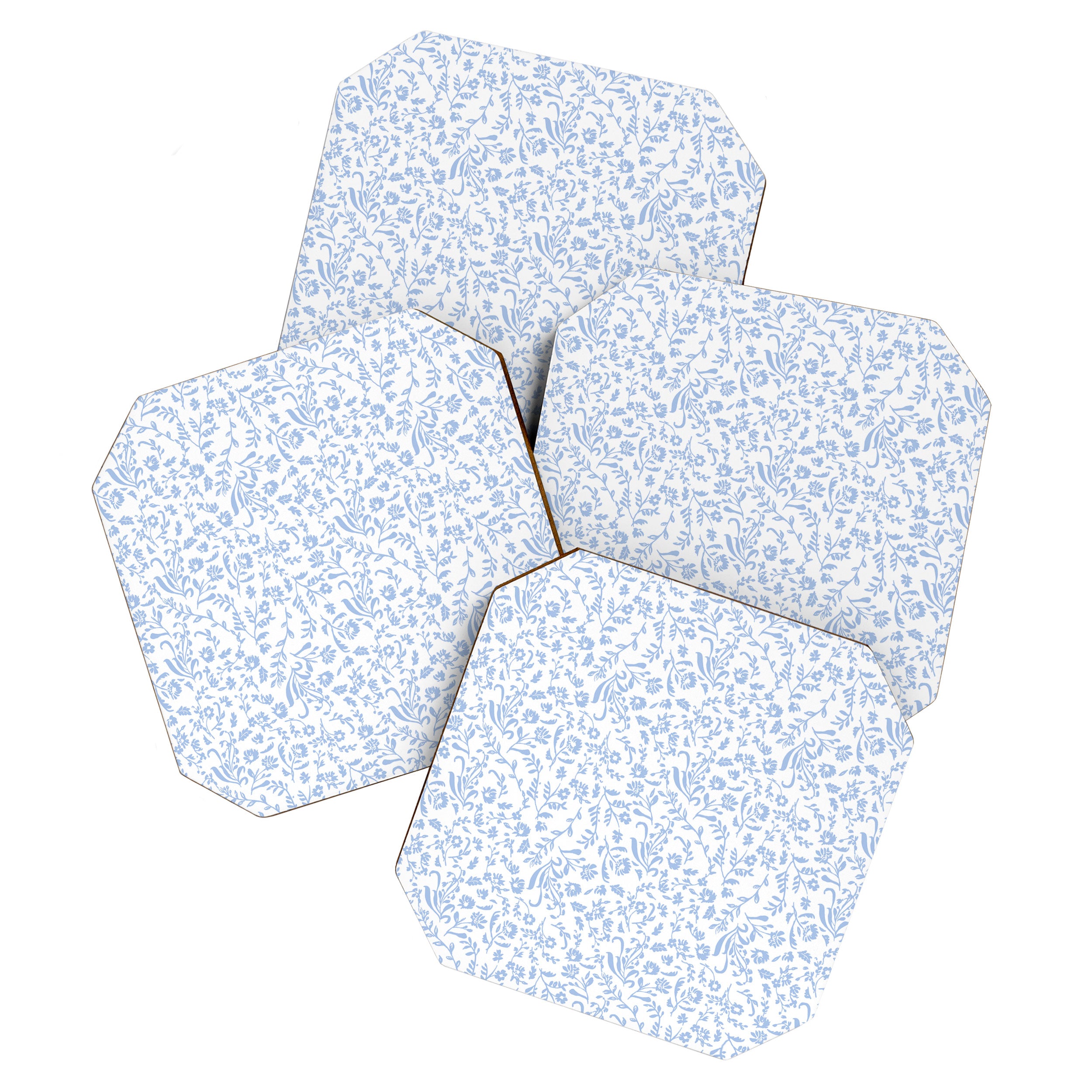 Ditsy Toile Floral Blue and White Coaster Gallery Image 1