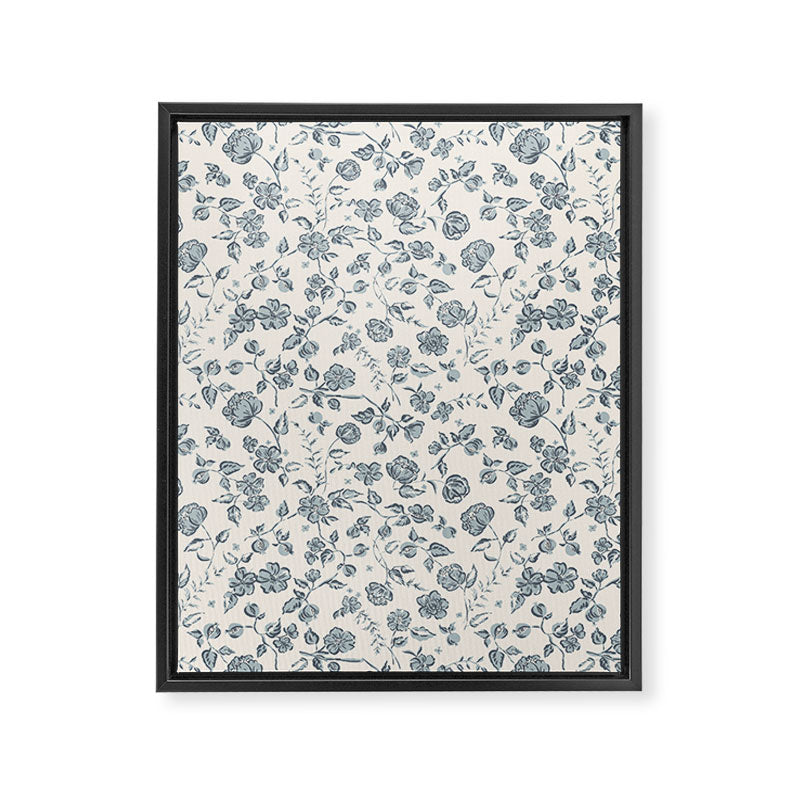 Florals and Pomegranates - Blue Navy Framed Canvas Print Gallery Image 3