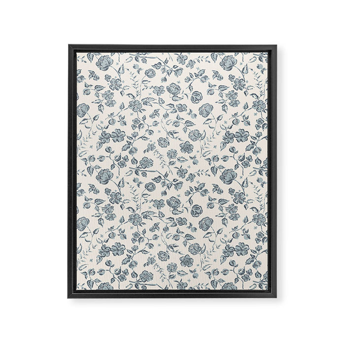 Florals and Pomegranates - Blue Navy Framed Canvas Print Gallery Image 1