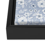 Hand drawn blue and white florals Framed Canvas Print Gallery Image 3