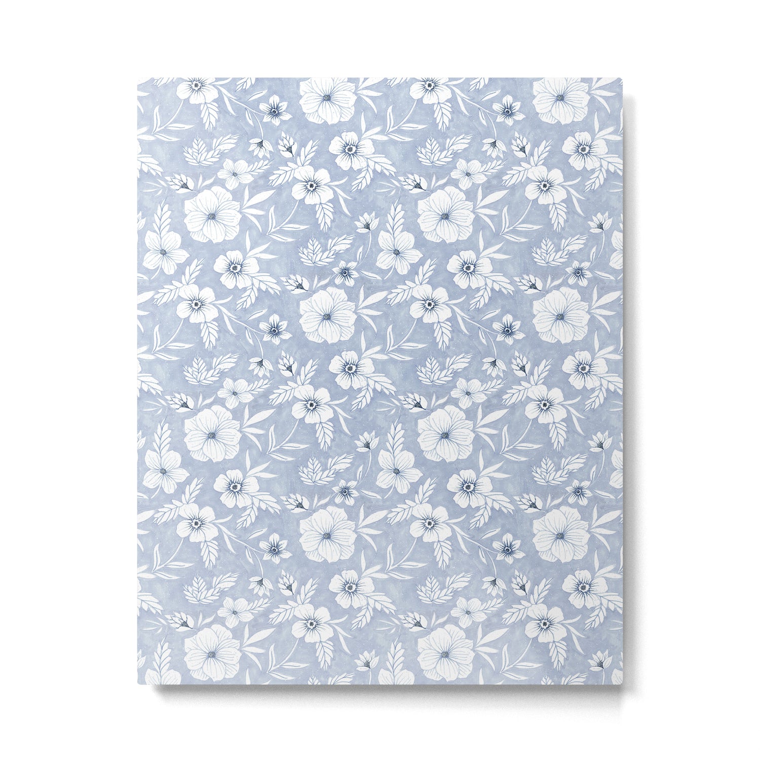 Hand drawn blue and white florals Metal Print Gallery Image 6