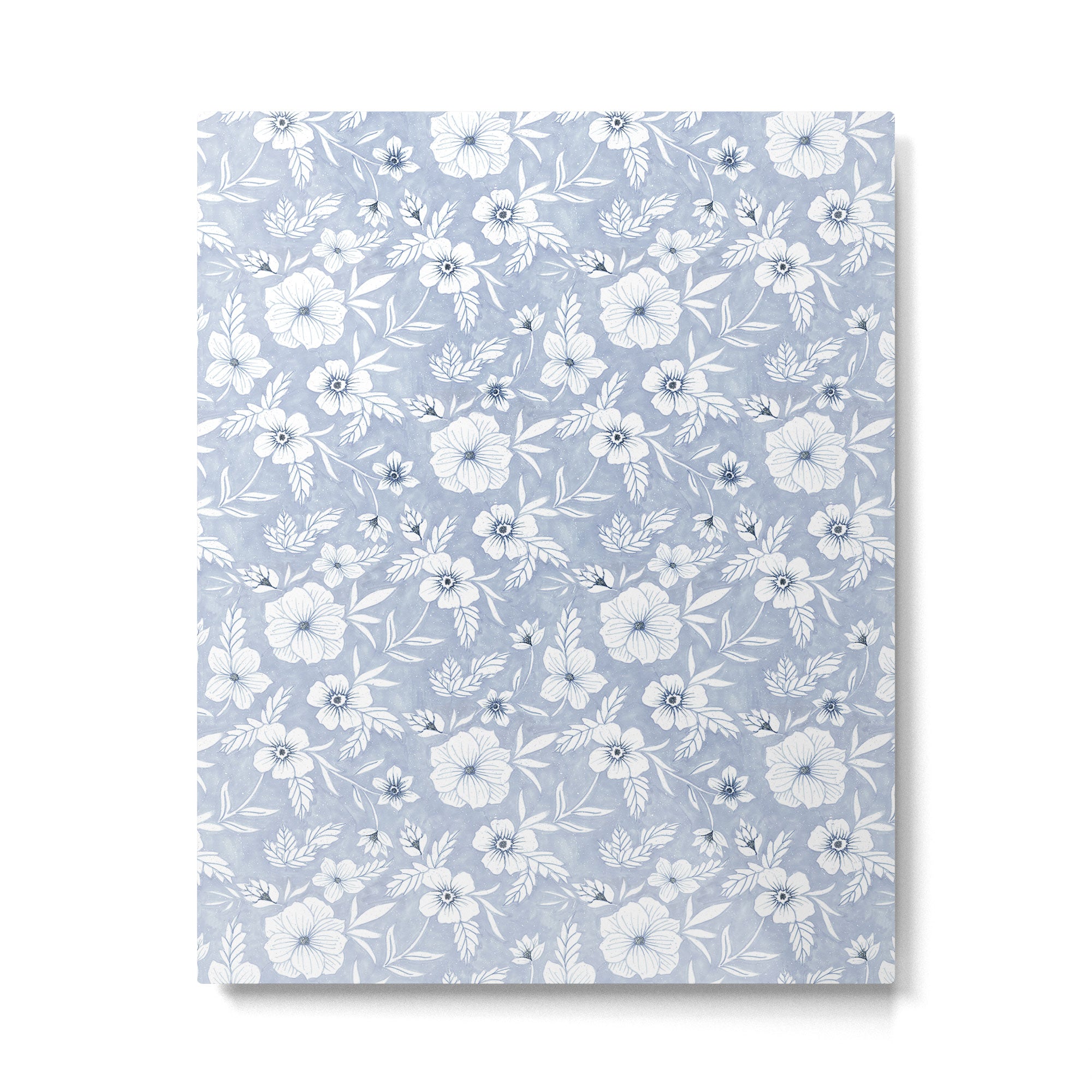 Hand drawn blue and white florals Metal Print Gallery Image 6
