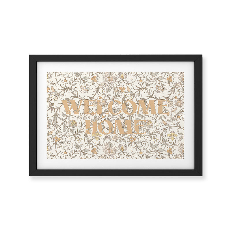 Hand Drawn Jacobean Floral - Apricot Sage Framed Art Print Gallery Image 2