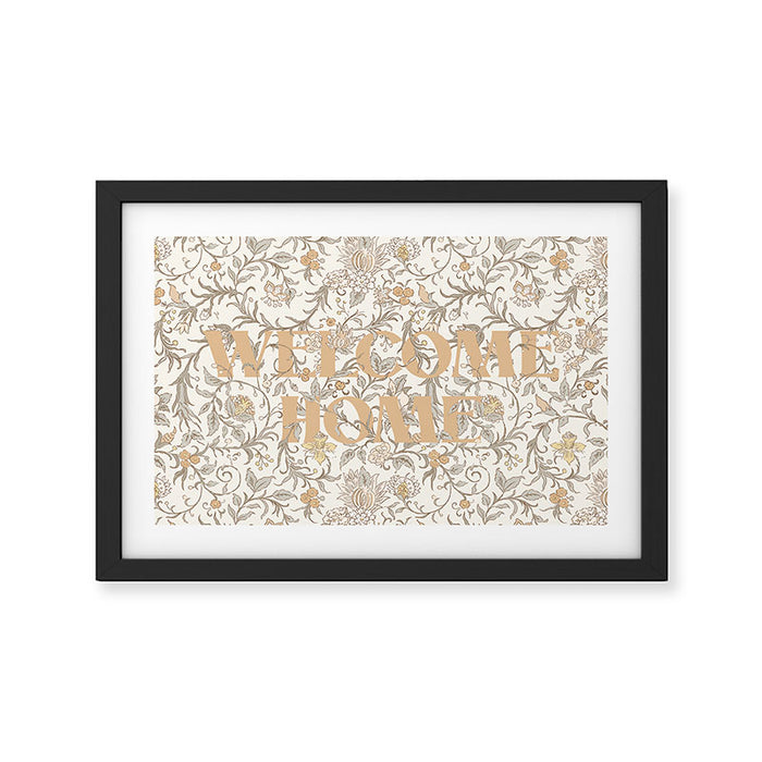 Hand Drawn Jacobean Floral - Apricot Sage Framed Art Print Gallery Image 1