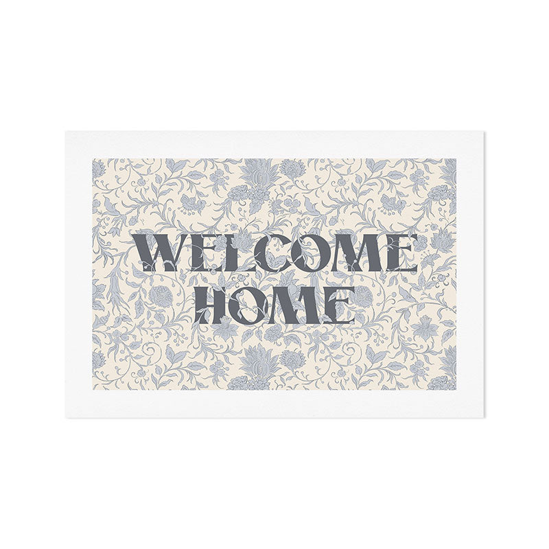 Hand Drawn Jacobean Floral - Blue Cream Art Print Gallery Image 1