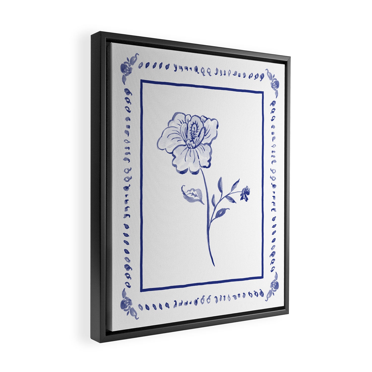 Inky Chintz Floral Framed Canvas Print Gallery Image 2